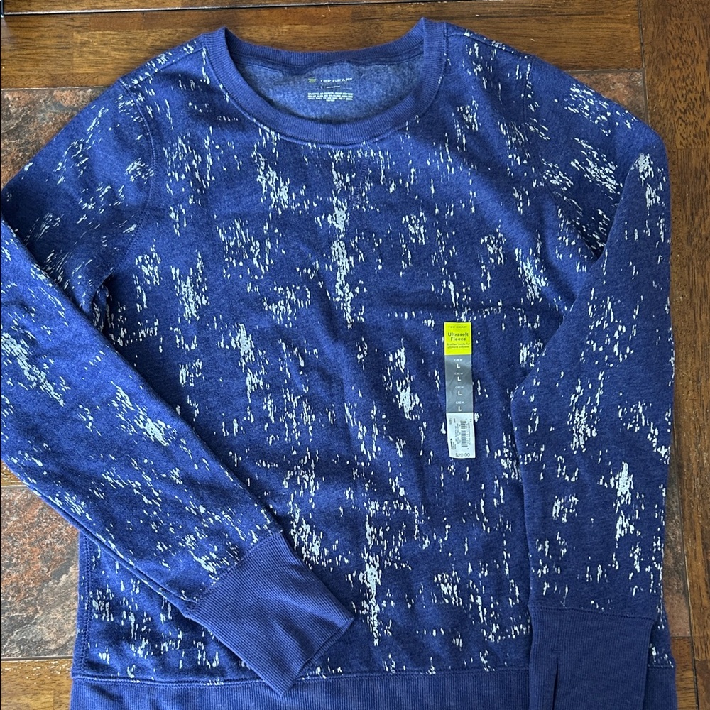 Tek Gear Women's Blue and White Patterned Sweatshirt